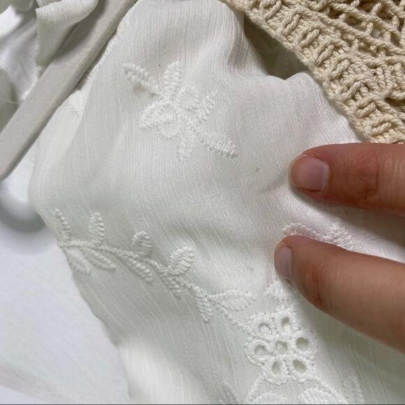 Tularosa Davey Romper Size XL Ivory Embroidered Boho White Eyelet One Shoulder - Picture 6 of 7